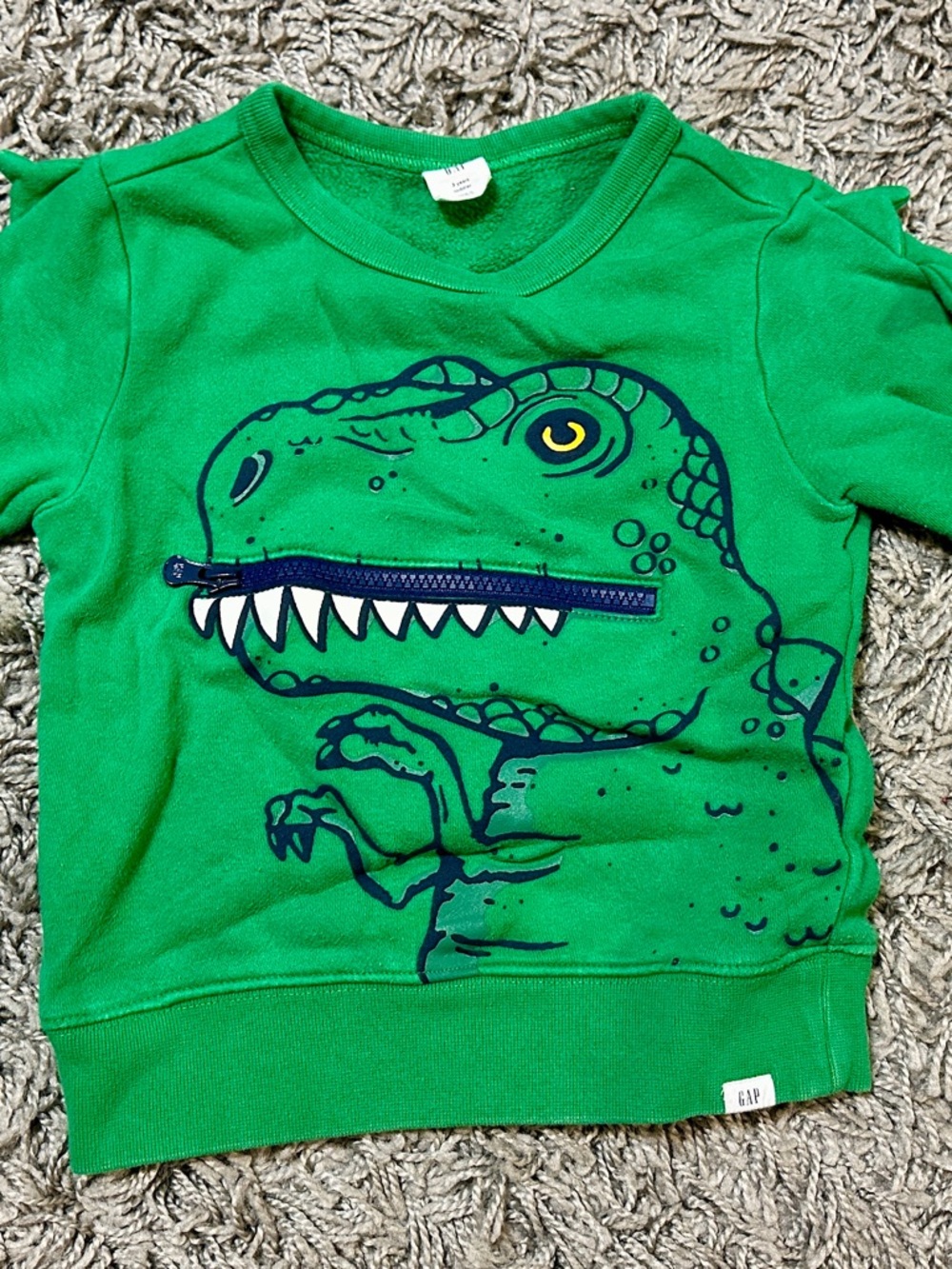 GAP Kids Green Dinosaur Zip Pullover